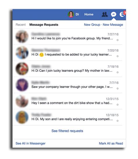 check my messages on facebook.